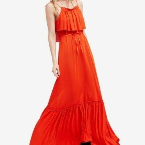 NWT Free People Coco Ruffle Tier Maxi Gown in Fire - Picture 4 of 9